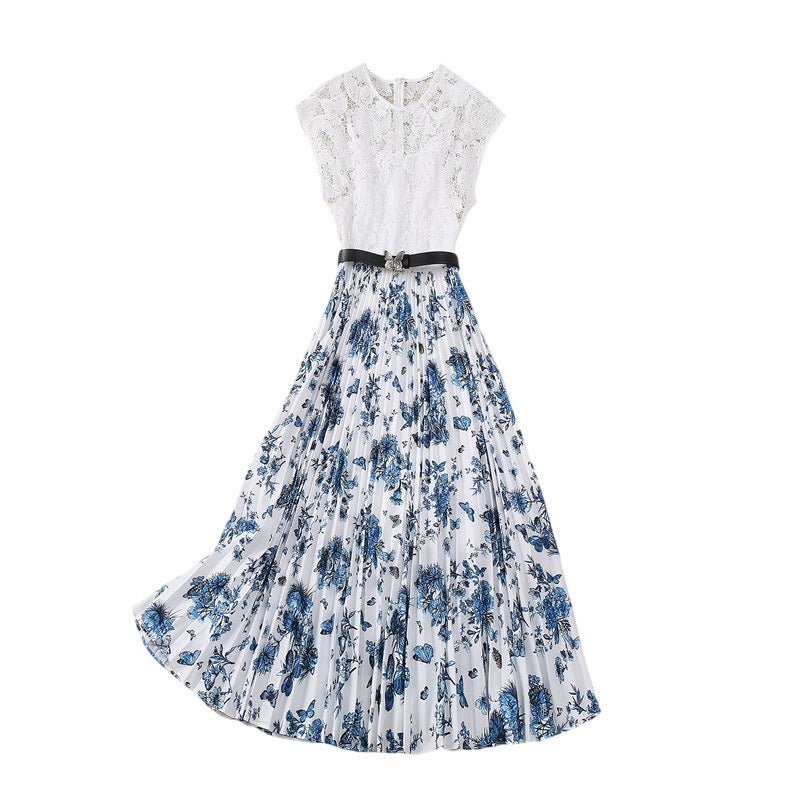 Water Soluble Crocheted Flower Stitching Flower Butterfly Swing Waistcoat Dress