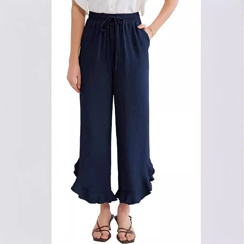 Fashion Ruffles Bell-bottoms Ankle-length Pants Women