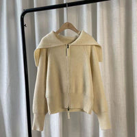 Large Lapel Double-headed Zipper Sweater Coat