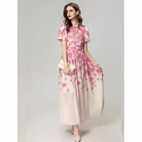 French Style Temperament Positioning Printing Short Sleeve Dress