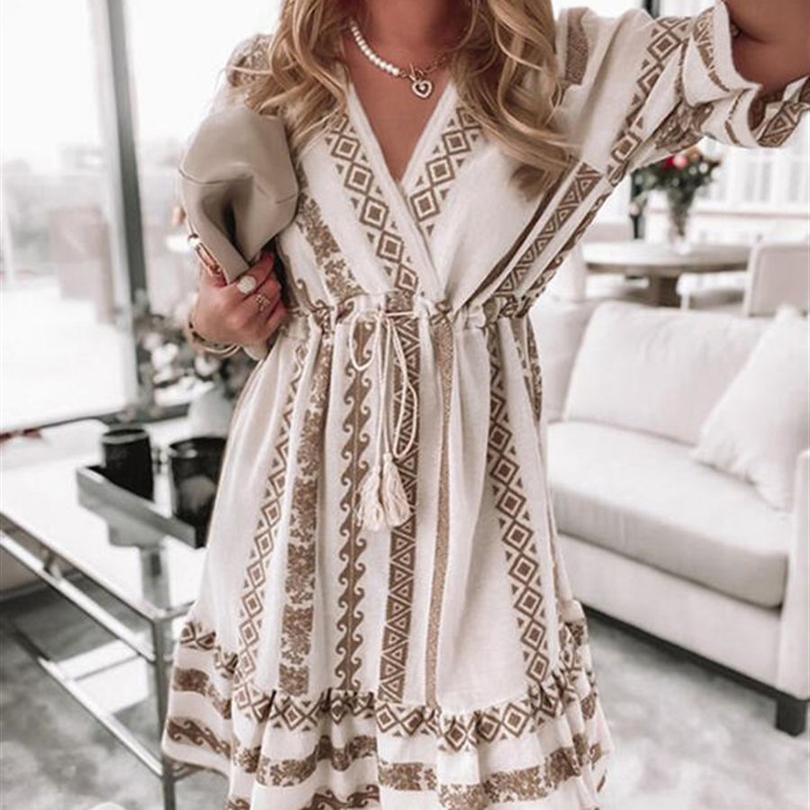 Women's Fashion Casual Printing Lace Dress