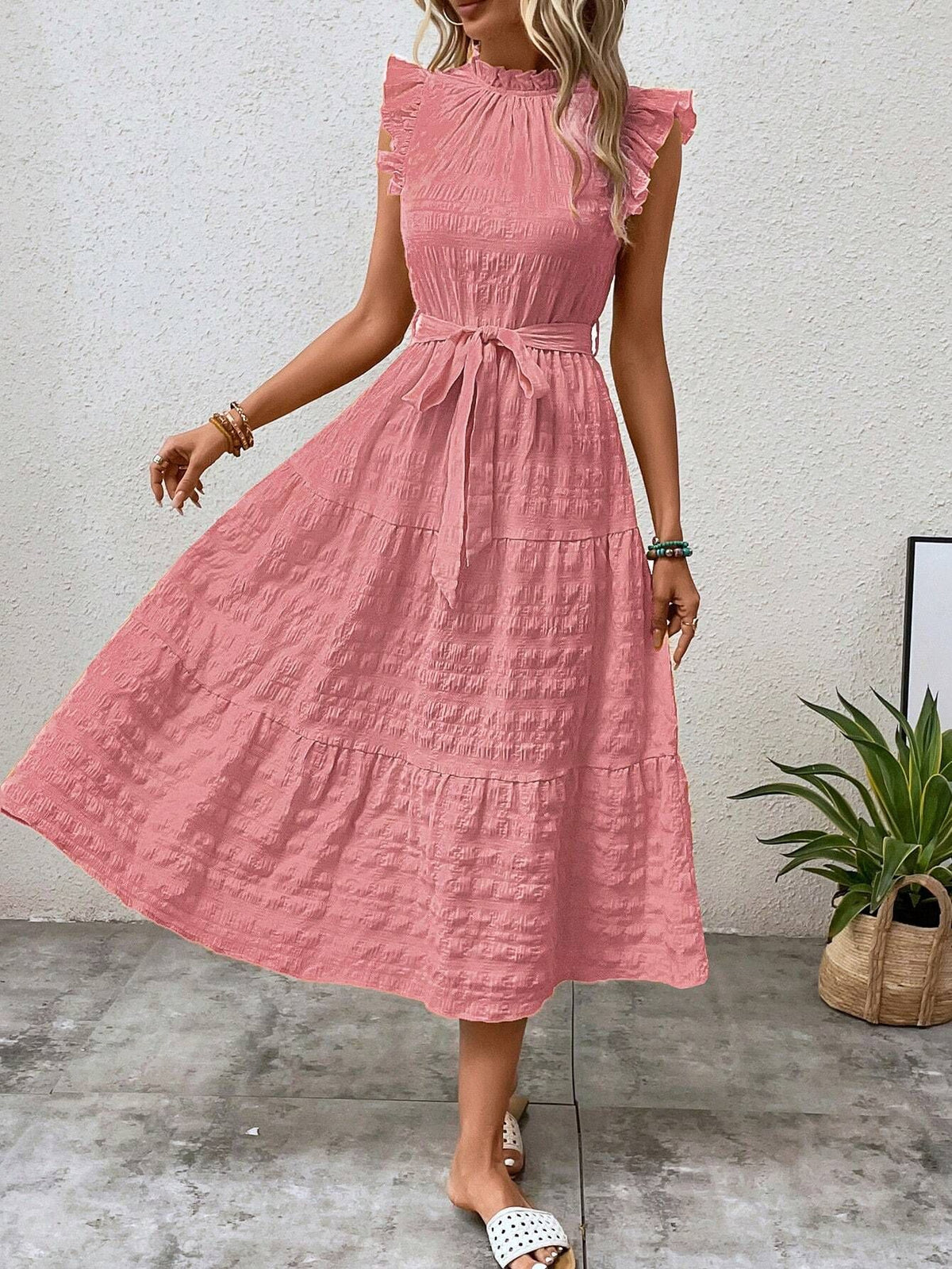 Women's Fashionable Stringy Selvedge Lace-up Dress