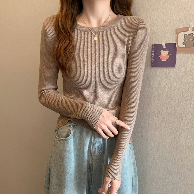 Tight Round Neck Long Sleeves Inner Wear Bottoming Sweater