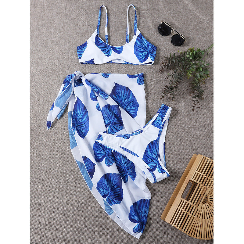 Bikini Printed Three-piece Set Swimsuit For Women