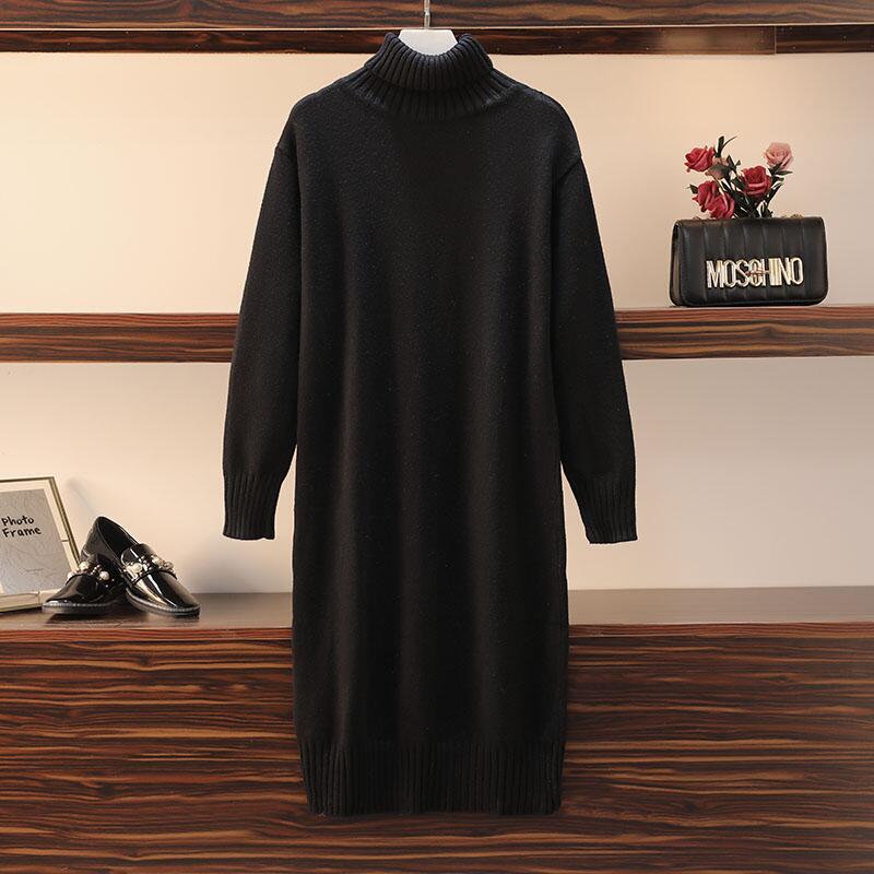 Straight Loose Overknee High Collar Sweater Dress