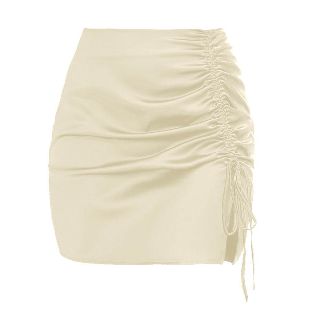 Pleating High Waist Zip Skirt For Women