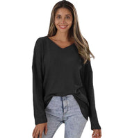 Women's Loose V-neck Plus Size Street Knitted Bottoming Shirt