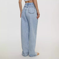 Women's Straight Loose High Waist Denim Trousers