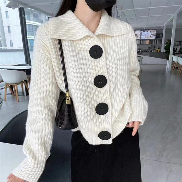 Idle Style Cotton Sweater Coat Women's Wide Loose Lapel