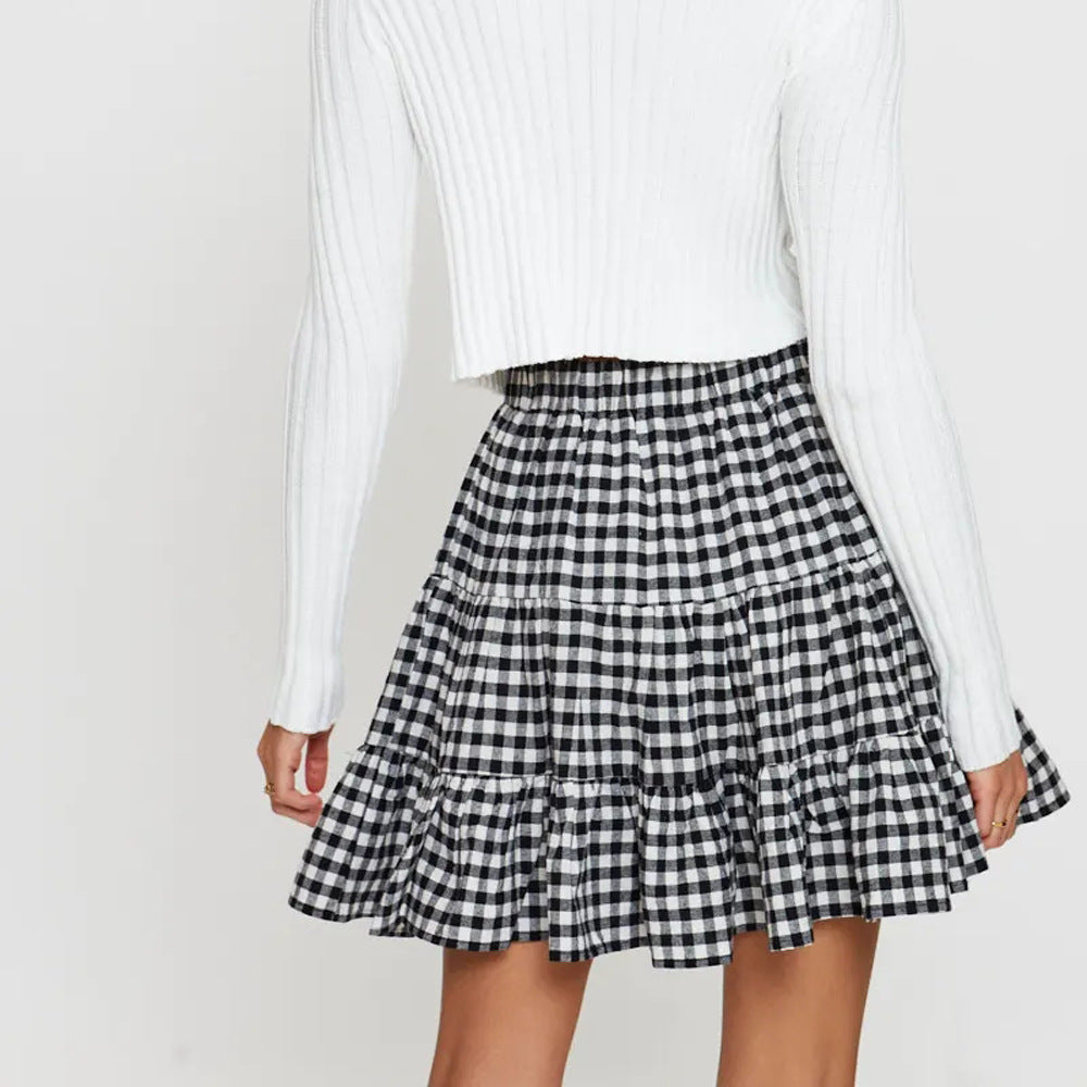 Women's Chaoyang Plaid Skirt High Waist