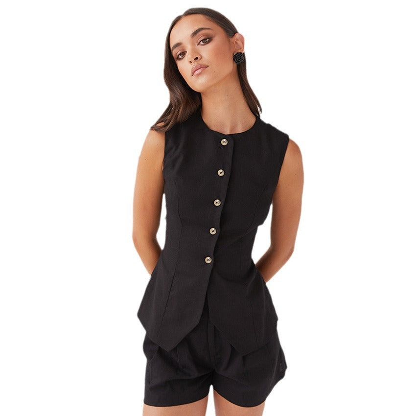 Cotton And Linen Sleeveless Waistcoat Vest Women