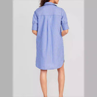 Striped Pocket Single-breasted Dress Women