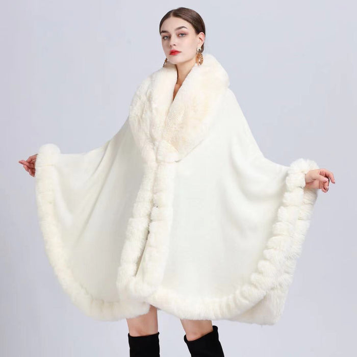 Fur Collar Shawl Cape Knitted Cardigan Baggy Coat