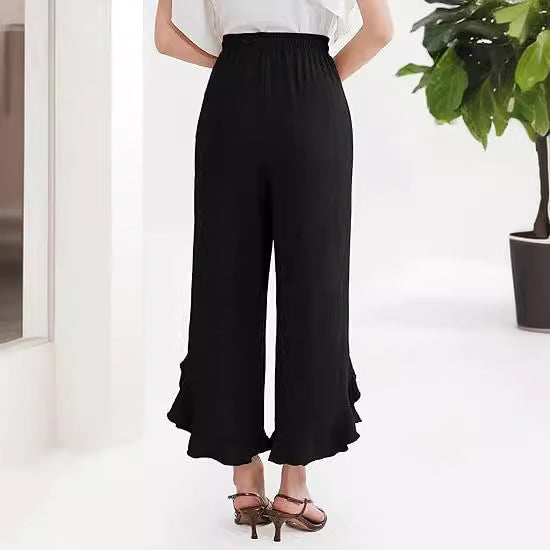 Fashion Ruffles Bell-bottoms Ankle-length Pants Women