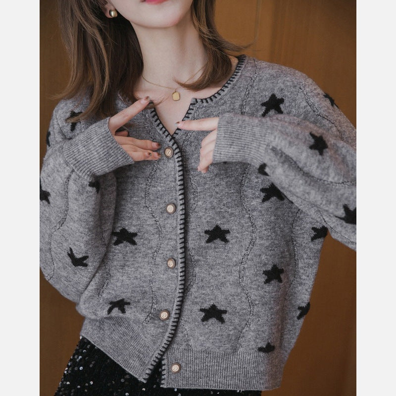 V-neck Cardigan Gentle Outer Wear Knitted Button Soft Glutinous Sweater