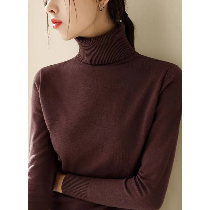 Women's Fashion Loose And Slimming Turtleneck Long Sleeve Knitted Bottoming Shirt Knitwear