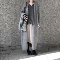 South Korea Chic Simple Buckle-free Sweater Lazy Wind Long Below The Knee Knitted Cardigan