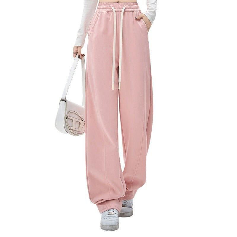 New High Waist Loose Drooping Cotton Casual Slimming And Straight Pants