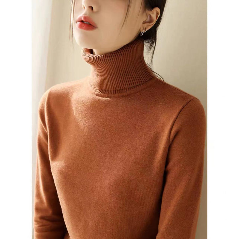 Women's Fashion Loose And Slimming Turtleneck Long Sleeve Knitted Bottoming Shirt Knitwear