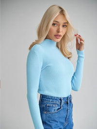 Women's Fashion Simple Pure Color Half Collar Sweater