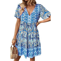 Women's V-neck Dress Fashion Loose