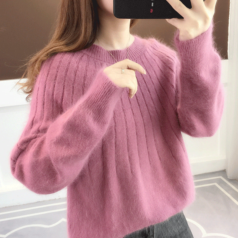 Women's Sweater Solid Color Short Pullover Round Neck