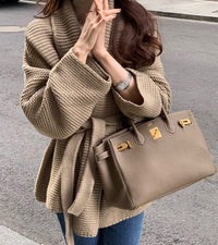 Women's Fashion Elegant Tied Sweater Coat