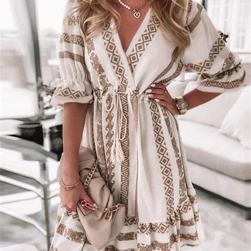 Women's Fashion Casual Printing Lace Dress