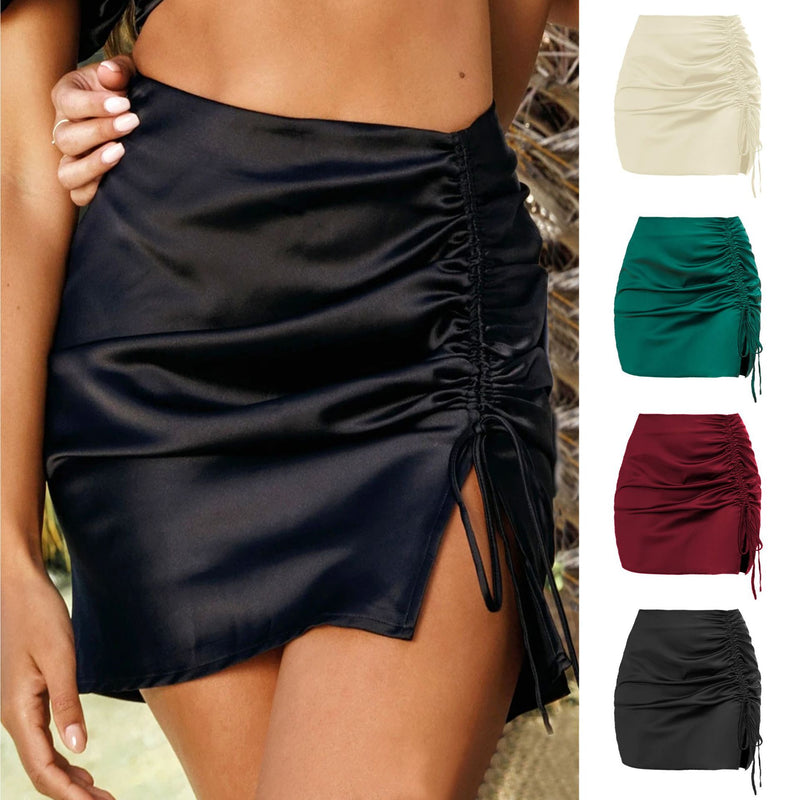 Pleating High Waist Zip Skirt For Women