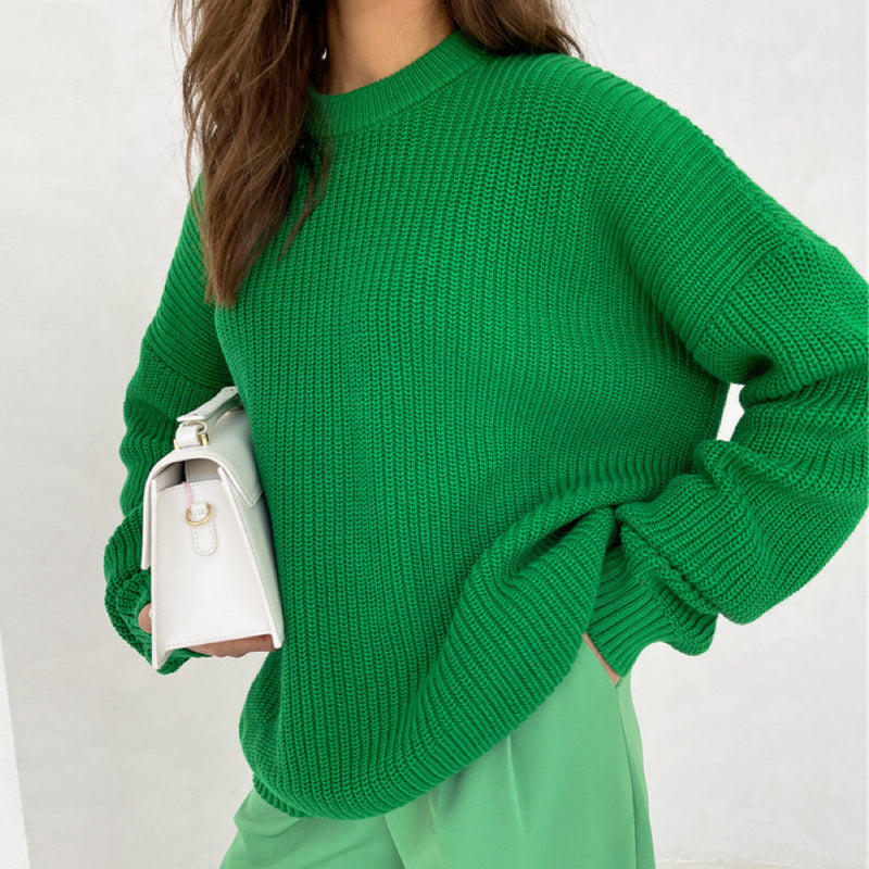 Loose Long Sleeve Idle Style Pullover Sweater For Women