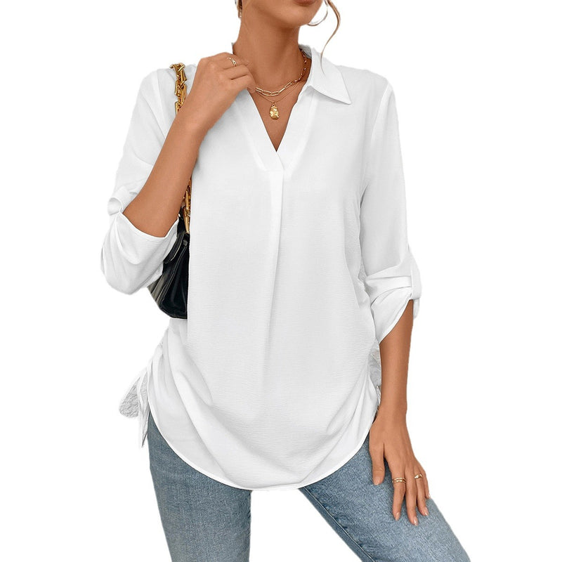 Drawstring Solid Color Shirt On Both Sides Beach Cover-up Women