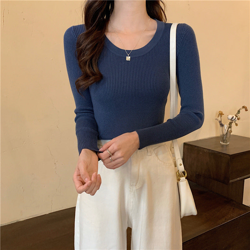 Tight Round Neck Long Sleeves Inner Wear Bottoming Sweater