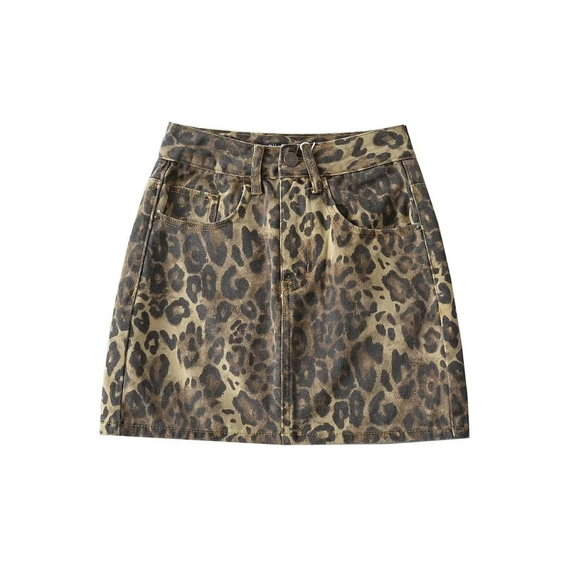 European And American Niche Hot Girl Leopard Print Skirt