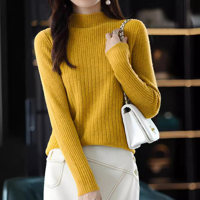 Knitted Fashion Slimming Knitted Bottoming Shirt Women's Long Sleeve