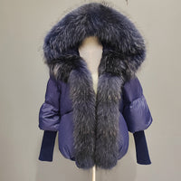 White Duck Down Real Fur Big Fur Collar Down Jacket