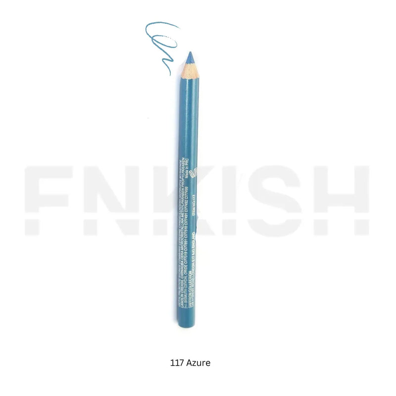 Blue eyeliner pencil with 'FINISH' branding on a white background