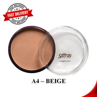Saffron compact powder in beige color with 'Fast Delivery' badge on a white background