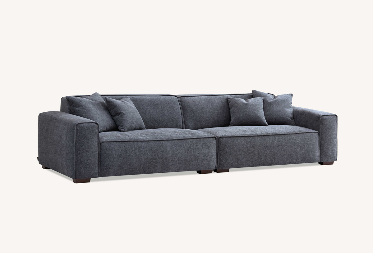 Aluxo Dakota 4 seater with Chaise in Charcoal Boucle