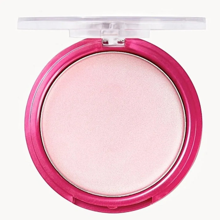 Compact powder in a pink case on a white background