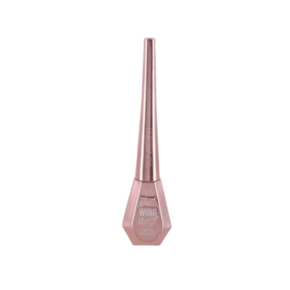 Rose gold lip gloss with 'WING IT' text on a white background