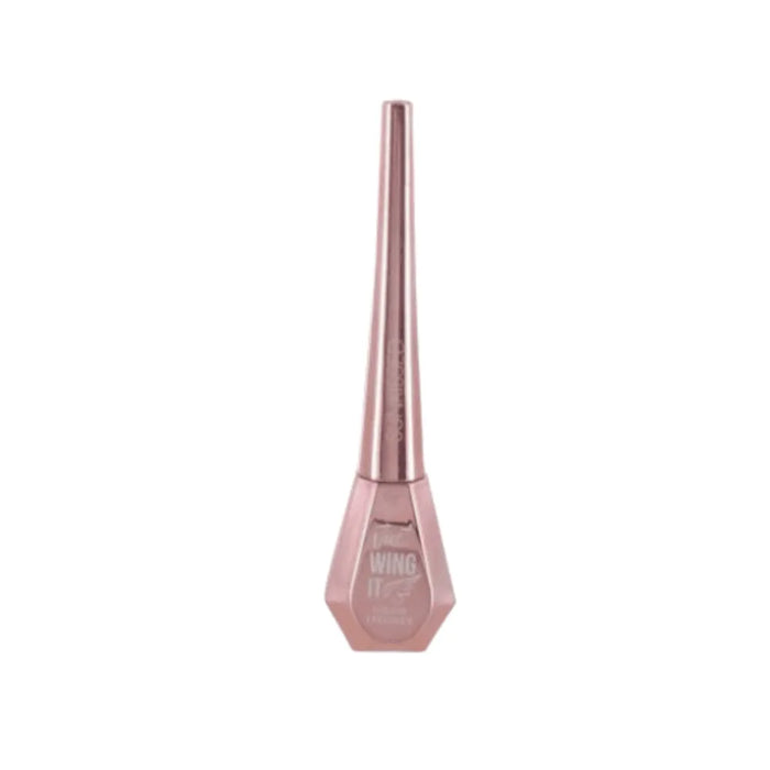 Rose gold lip gloss with 'WING IT' text on a white background