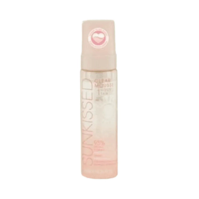 Pink bottle of makeup remover on a white background