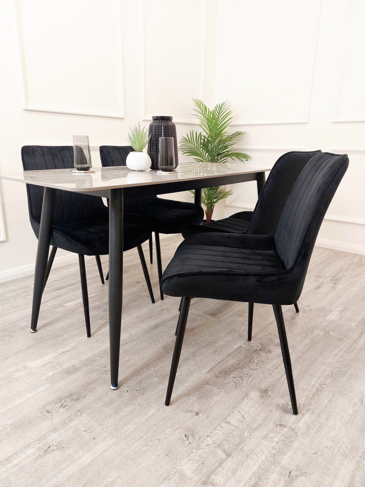 Titus 1.4 Black Dining Table with Sintered Stone Top