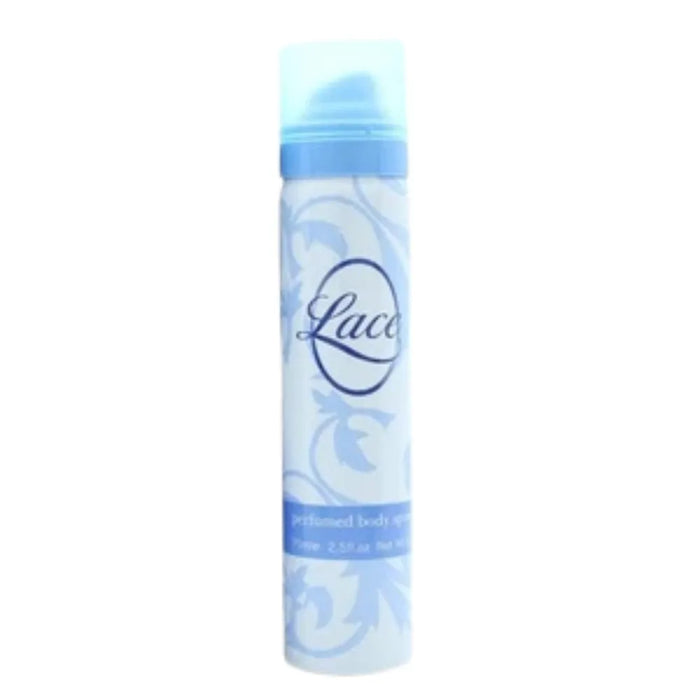 Lace body spray bottle on a white background