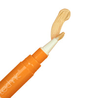 Orange concealer pen with beige color swatch on a white background