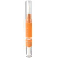 Orange under-eye brightener with clear cap on a white background