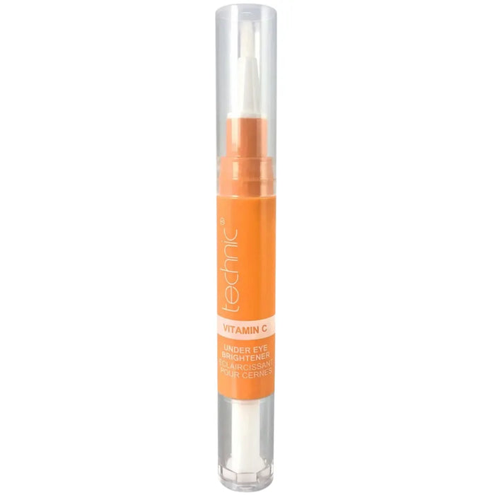 Orange under-eye brightener with clear cap on a white background