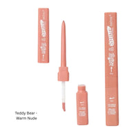 Lip liner with applicator and open cap on a white background