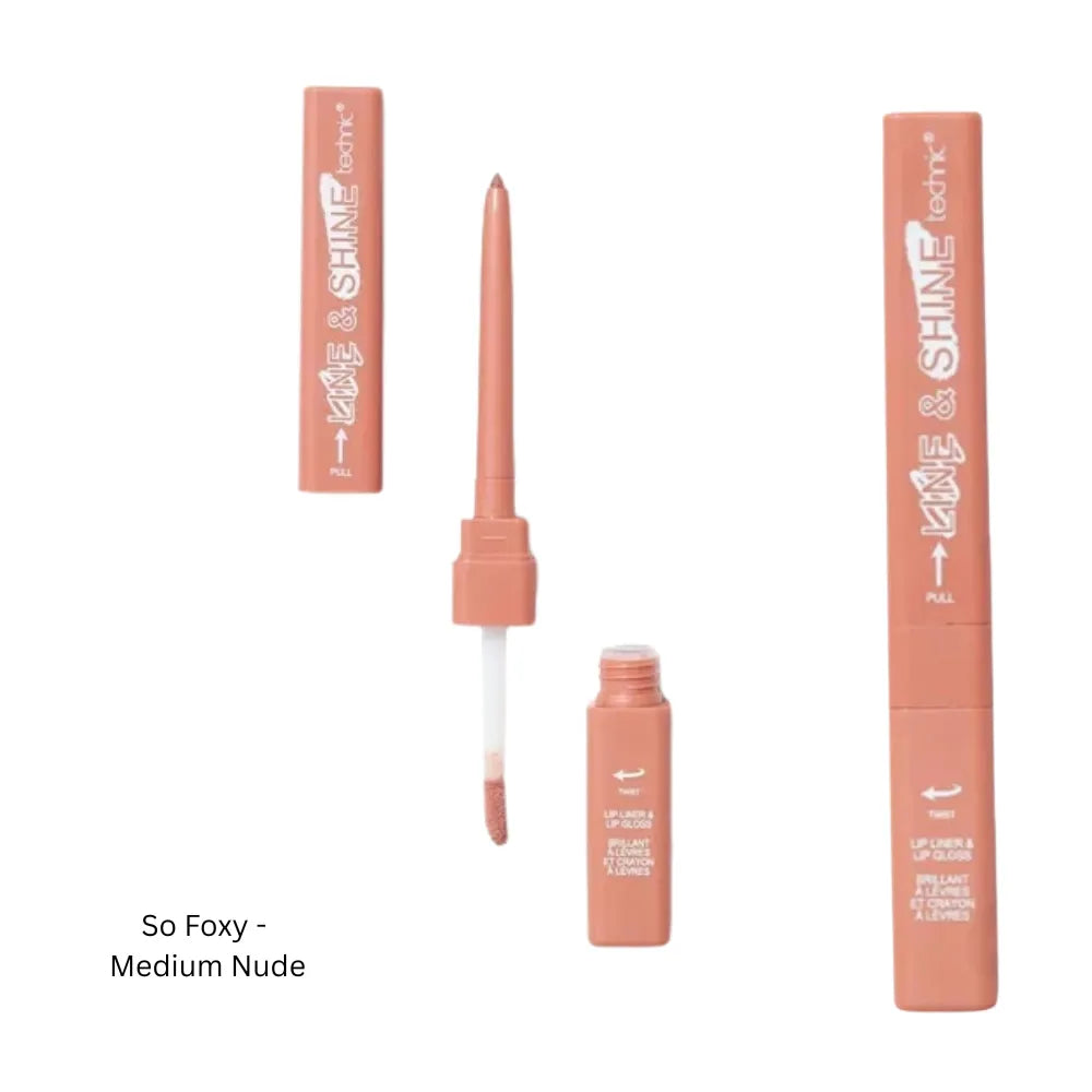 Lip gloss set with applicator and packaging on a white background