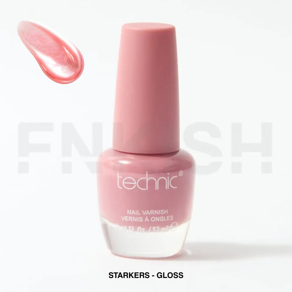 Pink nail varnish bottle with a white background